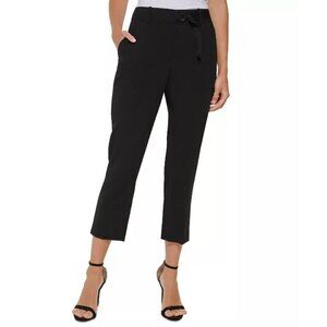 DKNY Women's Black Tab-Waist D-Ring Ankle Dress Pants NWT